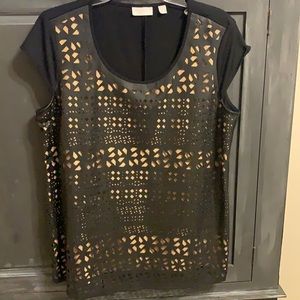 Price Drop 
Cap sleeved pleather cut out pullover